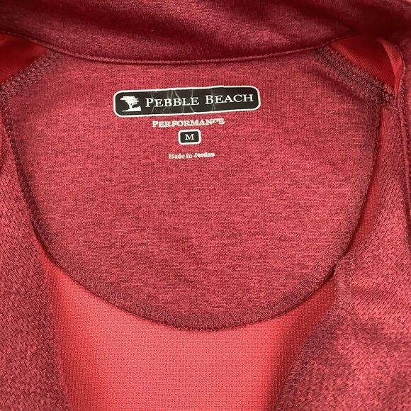 Pebble Beach Men’s Medium Performance 1/4 Zip Pullover Long Sleeve Burgundy Golf - Picture 3 of 16